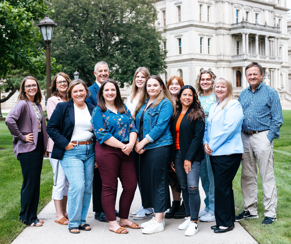 MAPSA Team posing in front of the MI State Capitol
