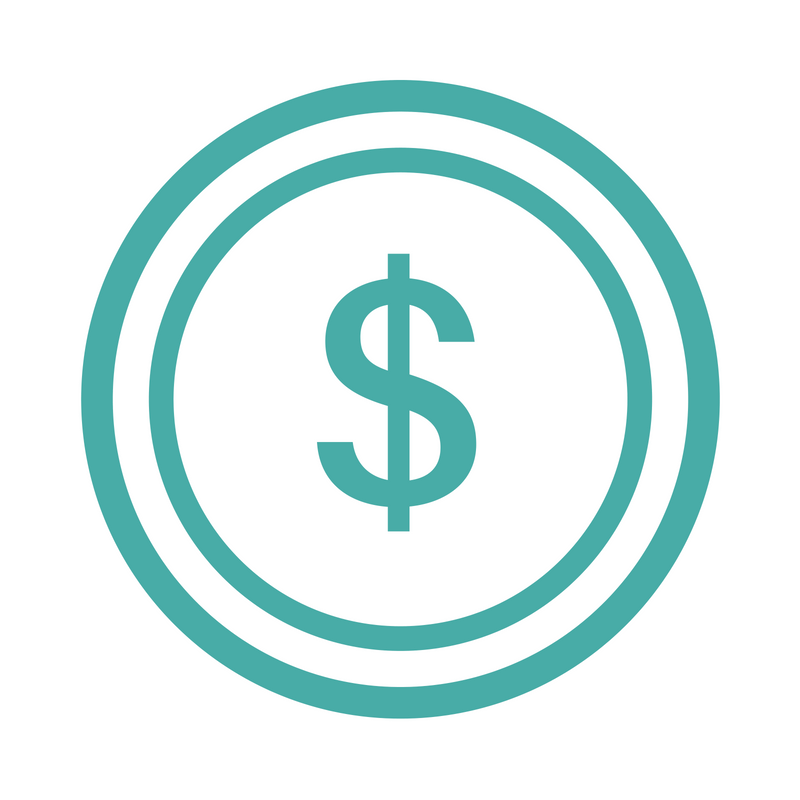 An icon of an American Dollar sign inside two circles.