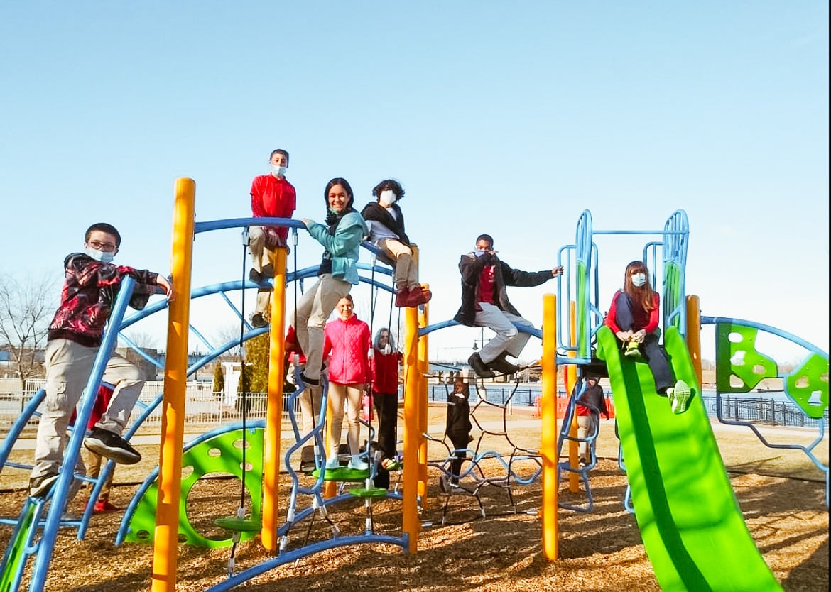 A group of students on a playground