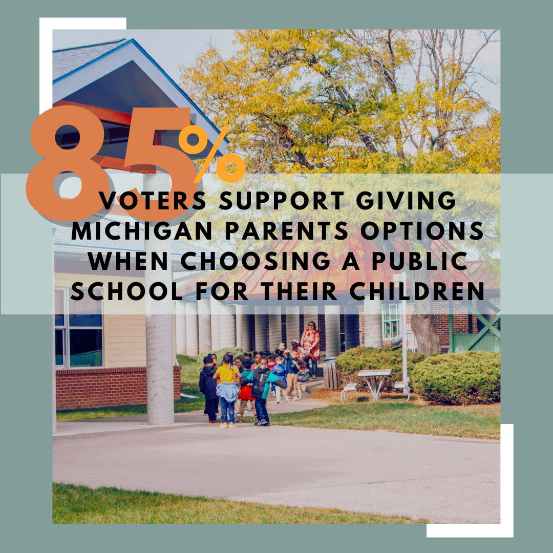85% of voters suport giving MI parents options when choosing a public school for their children