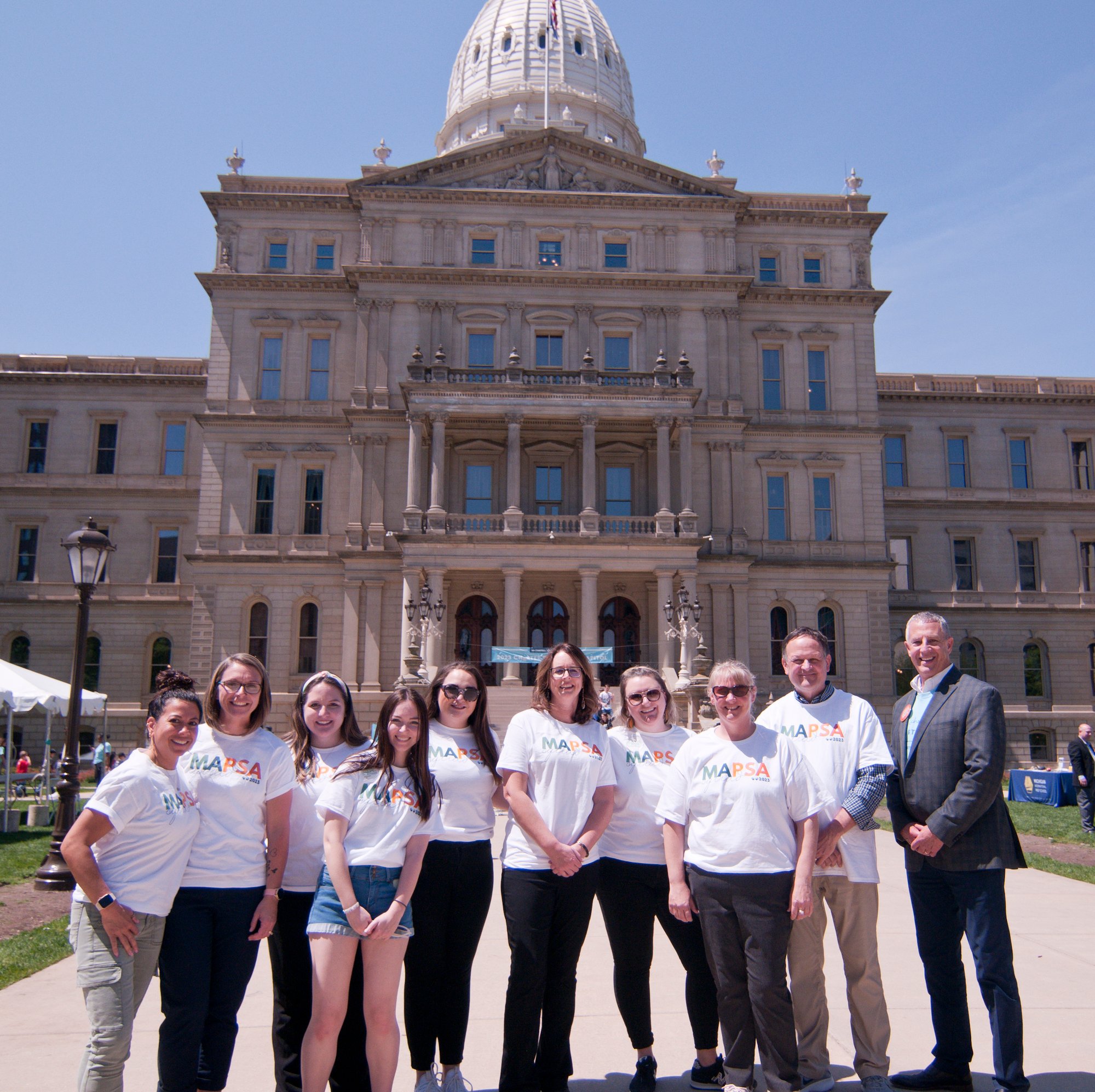 MAPSA staff at the 2023 Charter Day at the Capitol event in from of Michigan's state Capitol