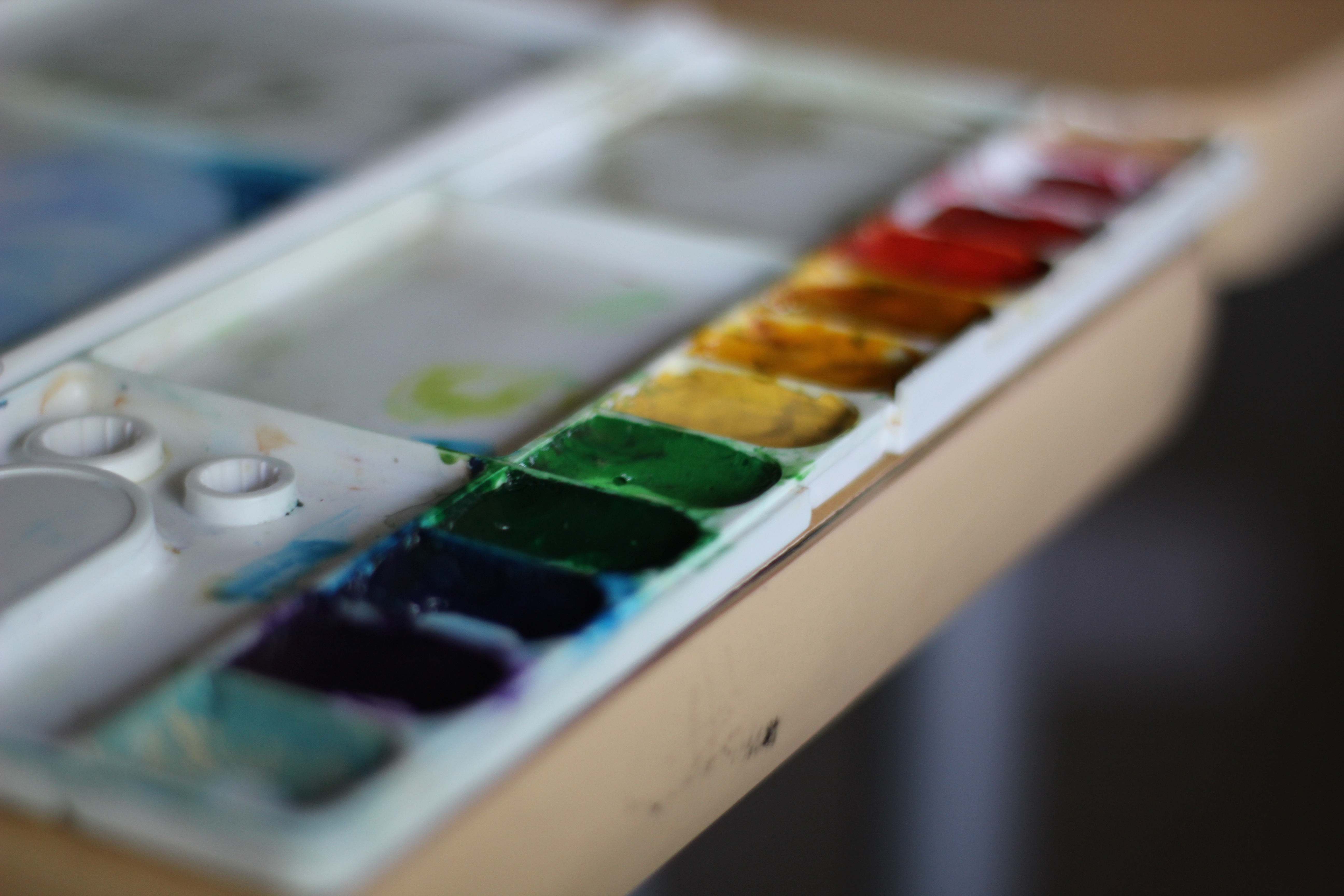 An artistic photo of a paint palette.
