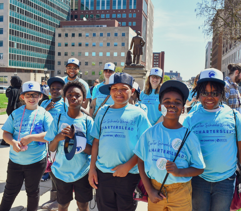 Students posing at Michigan State Capitol