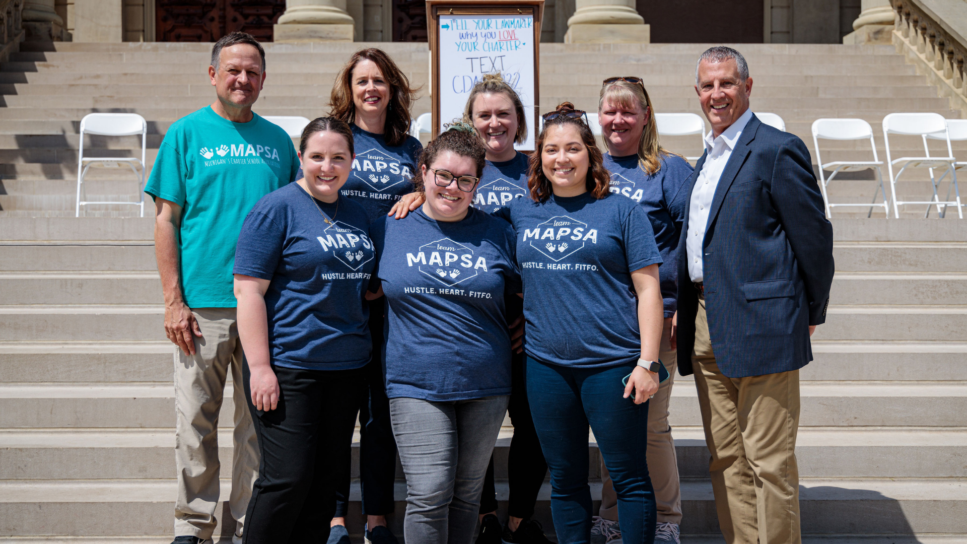 A photo of the MAPSA team on the Capitol steps.