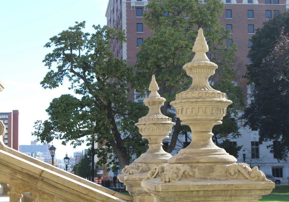 An artistic photo of Downtown Lansing.