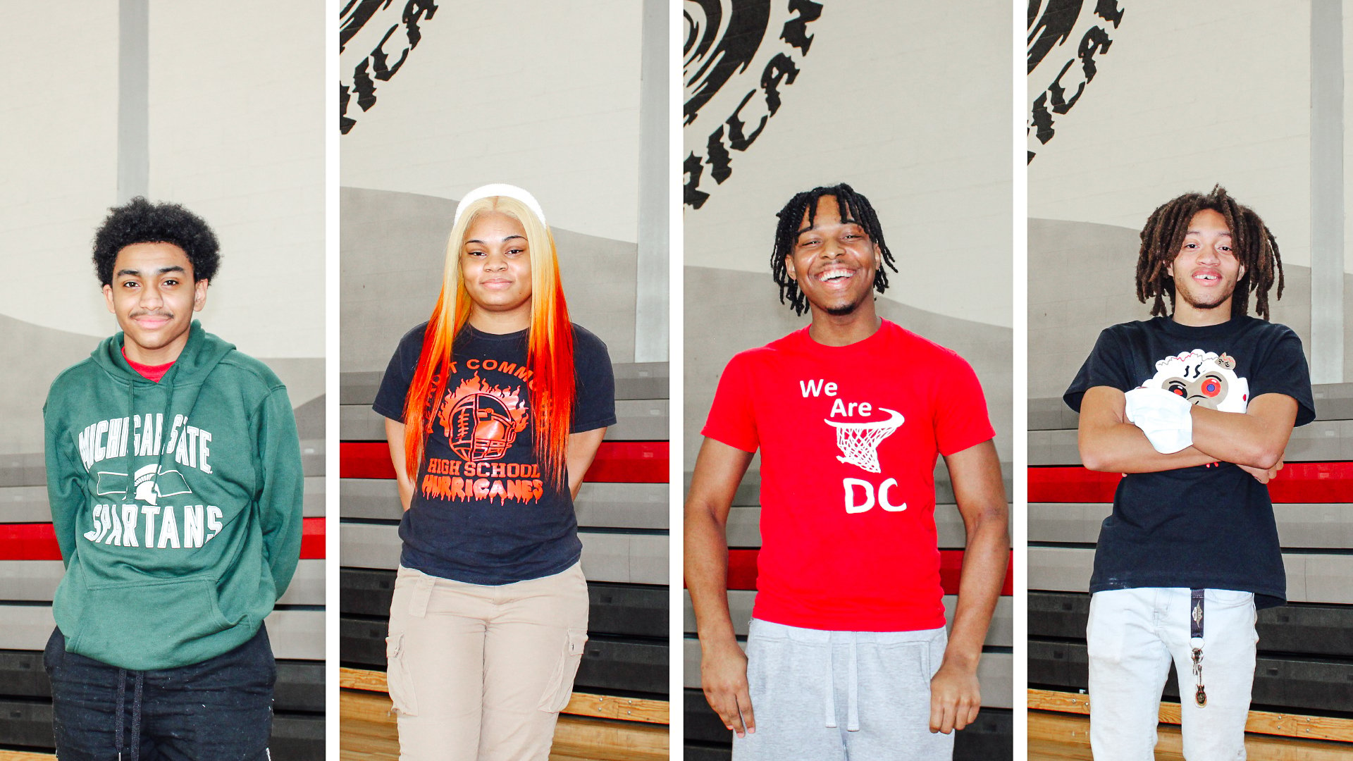 An image cut into four featuring four African America students from Detroit Community Schools. 